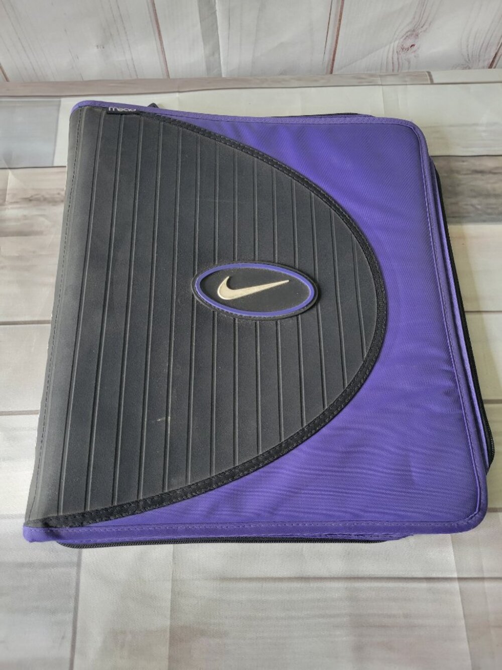 Vintage 90’s/Y2K Mead Nike 3 Ring Binder, Purple/Black, School Organizer Folder